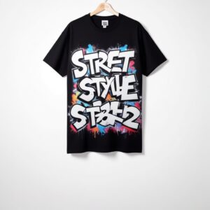 เสื้อยืดแฟชั่น Oversize สีดำ รุ่น M416
